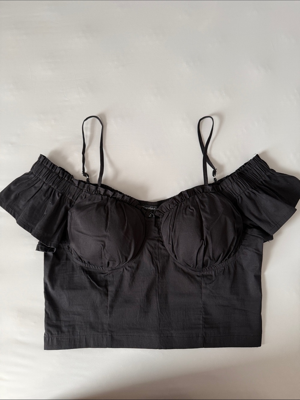 Chocolate Black Off-Shoulder Bustier Crop Top
